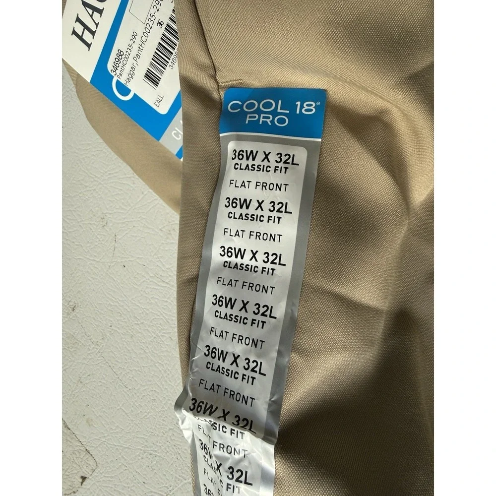 Haggar Dress Pants Mens 36x32 Classic Fit‎ Shirt Gripper 4 Way Stretch Tan